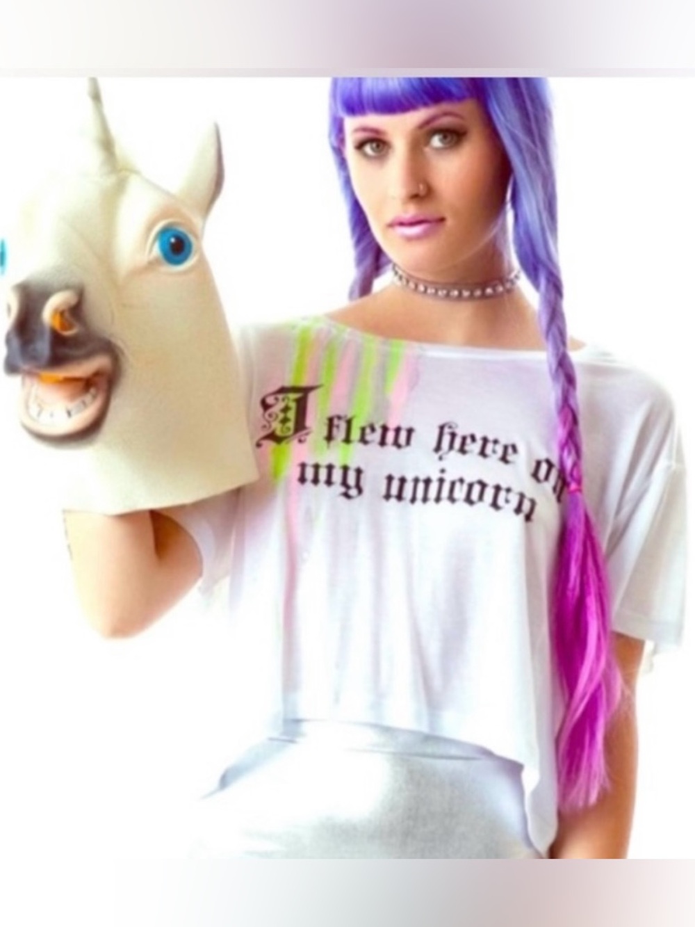 ✅ PRICE FIRM 🦄 DollsKill Obscure Couture Unicorn Loose Crop Tee